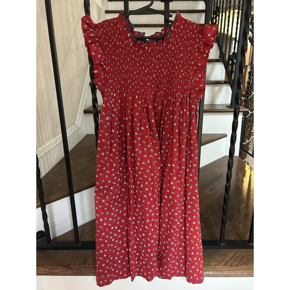 Little Girl's 12 Years Pink Chicken "Stevie Dress" Dress Smocked Red